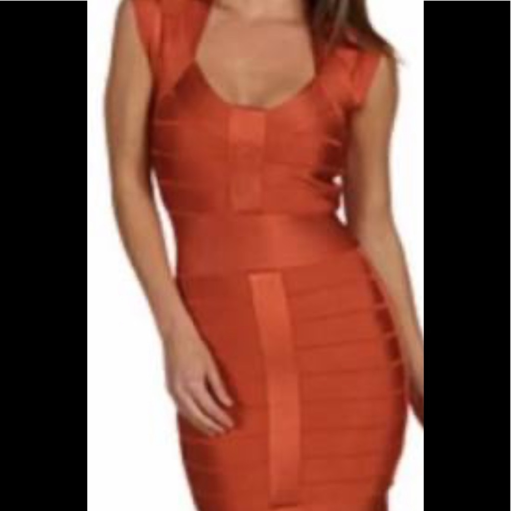 French Connection Bandage Dress dark Orange Red 4